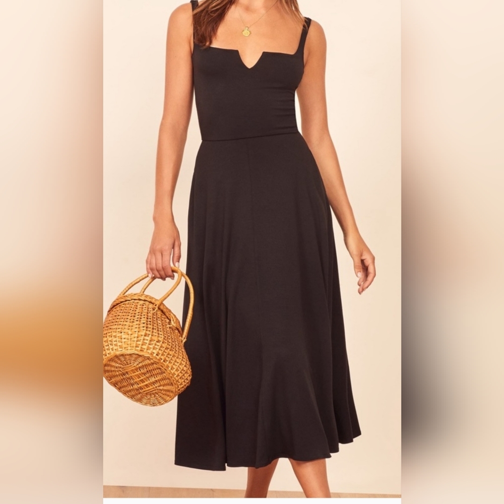 Reformation Zarina Notch Neck Fit & Flare Dress